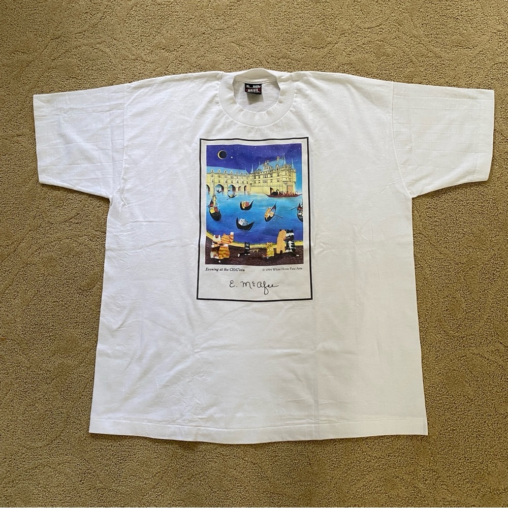 VTG White House Fine Arts T-Shirt 1994 XL USA Baggy Cats Evening At The Chateau